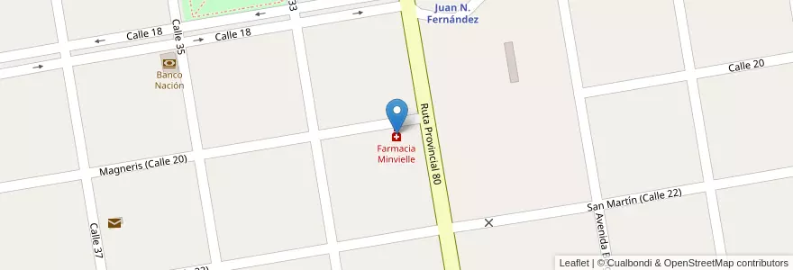 Mapa de ubicacion de Farmacia Minvielle en 阿根廷, 布宜诺斯艾利斯省, Partido De Necochea.
