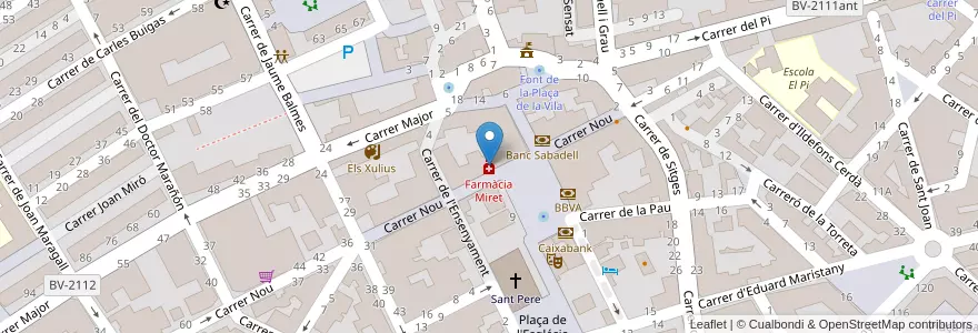 Mapa de ubicacion de Farmàcia Miret en إسبانيا, كتالونيا, برشلونة, Garraf, Sant Pere De Ribes.