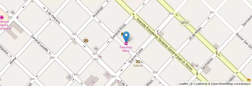 Mapa de ubicacion de Farmacia Mitre en Argentinië, Buenos Aires, Partido De San Fernando, San Fernando.
