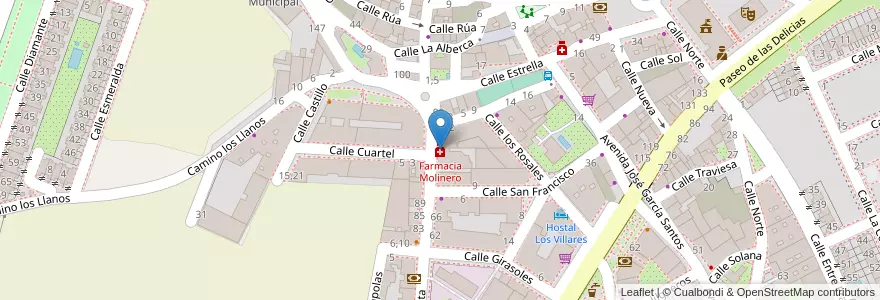 Mapa de ubicacion de Farmacia Molinero en España, Castilla Y León, Salamanca, La Armuña, Villares De La Reina.