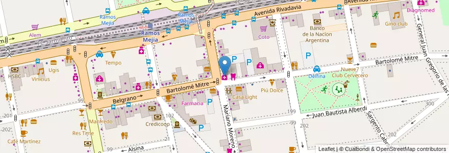 Mapa de ubicacion de Farmacia Moreno 90 en Argentinië, Buenos Aires, Partido De La Matanza, Ramos Mejía.