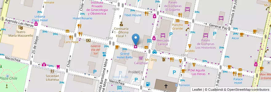 Mapa de ubicacion de Farmacia Mori en Argentinië, Chili, Mendoza, Departamento Capital, Ciudad De Mendoza.