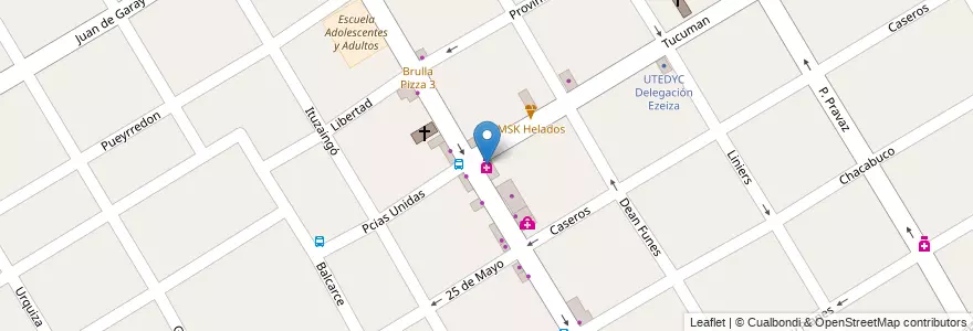 Mapa de ubicacion de Farmacia Moyano en Arjantin, Buenos Aires, Partido De Ezeiza, Ezeiza.