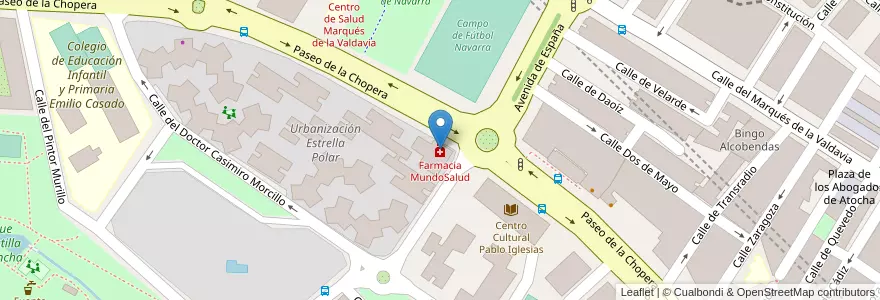 Mapa de ubicacion de Farmacia MundoSalud en 스페인, Comunidad De Madrid, Comunidad De Madrid, Área Metropolitana De Madrid Y Corredor Del Henares, Alcobendas.