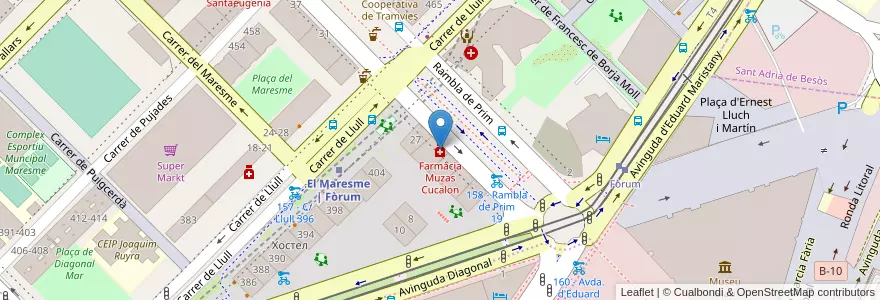 Mapa de ubicacion de Farmàcia Muzas Cucalon en Spanje, Catalonië, Barcelona, Barcelonès, Barcelona.