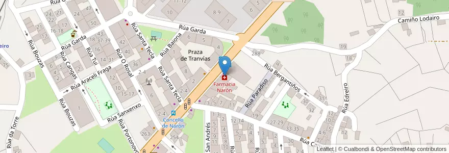 Mapa de ubicacion de Farmacia Narón en スペイン, ガリシア州, A Coruña, Ferrol, Narón.