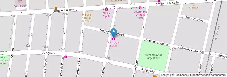 Mapa de ubicacion de Farmacia Natal en アルゼンチン, チリ, メンドーサ州, Departamento Capital, Ciudad De Mendoza.