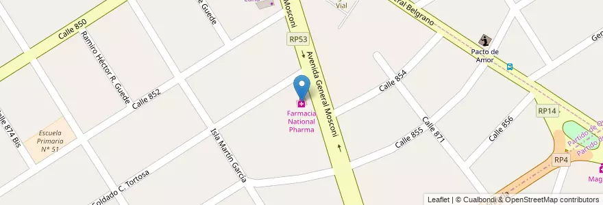 Mapa de ubicacion de Farmacia National Pharma en آرژانتین, استان بوئنوس آیرس, Partido De Quilmes, Villa La Florida.