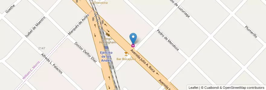 Mapa de ubicacion de Farmacia Navarro en アルゼンチン, ブエノスアイレス州, Partido De Hurlingham, Hurlingham.