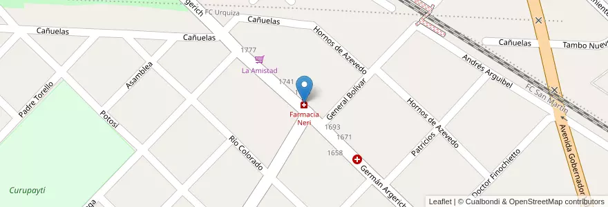Mapa de ubicacion de Farmacia Neri en Argentina, Buenos Aires, Partido De Hurlingham, Hurlingham.