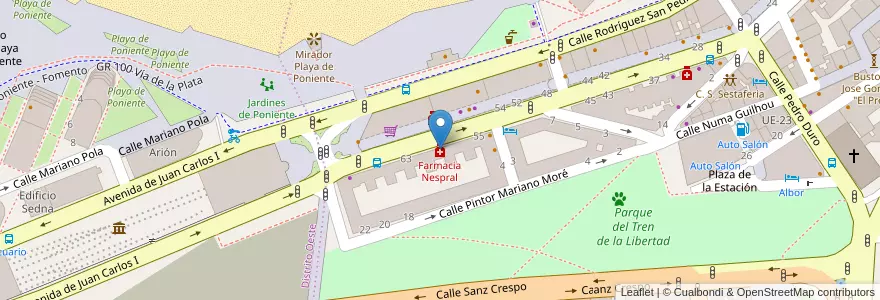 Mapa de ubicacion de Farmacia Nespral en Espagne, Asturies, Asturies, Gijón/Xixón.