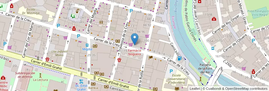 Mapa de ubicacion de Farmàcia Noguera en İspanya, Catalunya, Girona, Gironès, Girona.