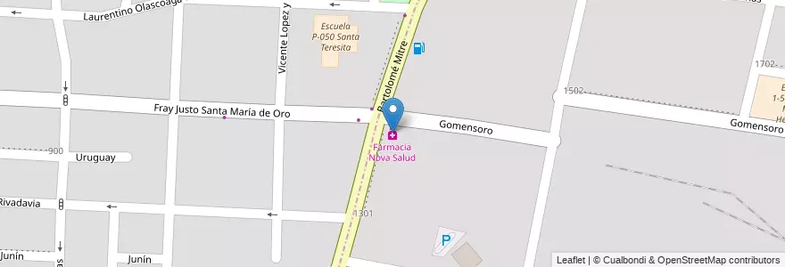 Mapa de ubicacion de Farmacia Nova Salud en Arjantin, Şili, Mendoza, Departamento Guaymallén, Distrito Belgrano, Distrito San José.
