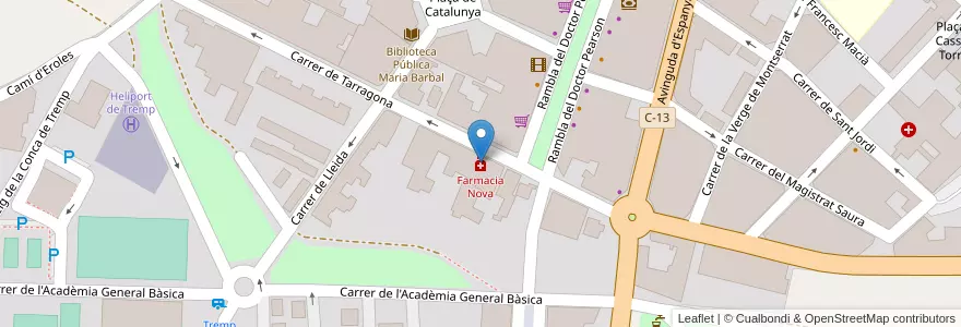 Mapa de ubicacion de Farmacia Nova en Spanien, Katalonien, Lleida, Pallars Jussà, Tremp.