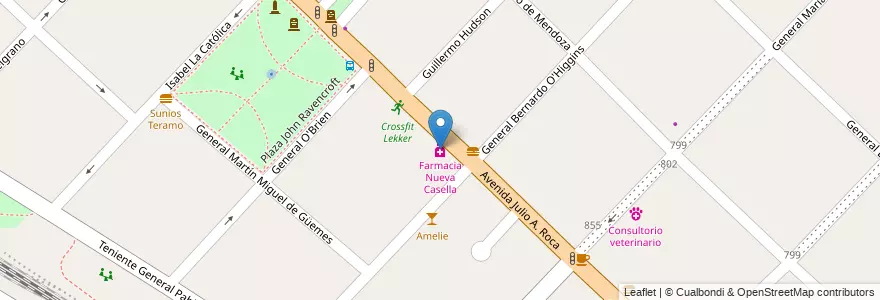 Mapa de ubicacion de Farmacia Nueva Casella en 阿根廷, 布宜诺斯艾利斯省, Partido De Hurlingham, Hurlingham.