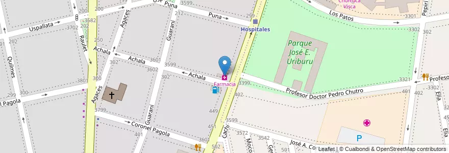 Mapa de ubicacion de Farmacia, Nueva Pompeya en Аргентина, Буэнос-Айрес, Comuna 4, Буэнос-Айрес.