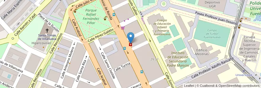 Mapa de ubicacion de Farmacia Óptica Paredes en إسبانيا, أندلوسيا, غرناطة, Comarca De La Vega De Granada, Granada.