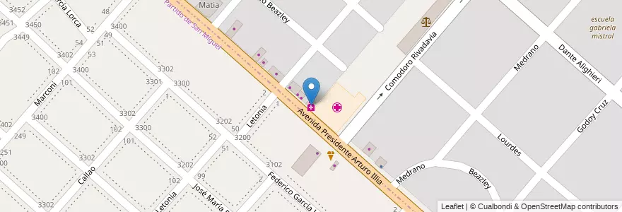 Mapa de ubicacion de Farmacia Optica en Arjantin, Buenos Aires, Partido De Malvinas Argentinas.