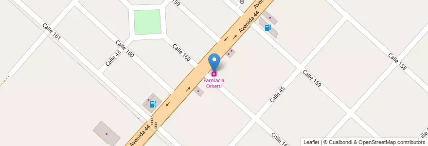Mapa de ubicacion de Farmacia Orsetti, Lisandro Olmos en アルゼンチン, ブエノスアイレス州, Partido De La Plata, Lisandro Olmos.