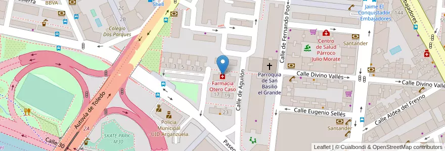 Mapa de ubicacion de Farmacia Otero Caso en España, Comunidad De Madrid, Comunidad De Madrid, Área Metropolitana De Madrid Y Corredor Del Henares, Madrid.