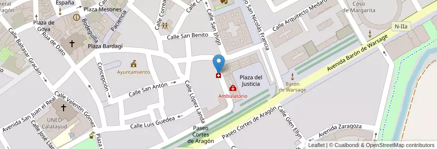 Mapa de ubicacion de Farmacia Paloma Cobos Robres  en Spanien, Aragonien, Saragossa, Comunidad De Calatayud, Calatayud.