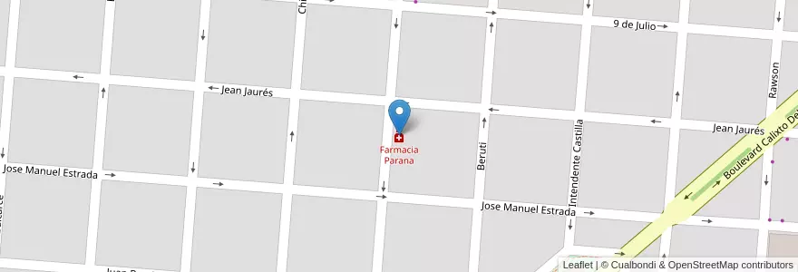 Mapa de ubicacion de Farmacia Parana en 阿根廷, 布宜诺斯艾利斯省, Partido De Campana.