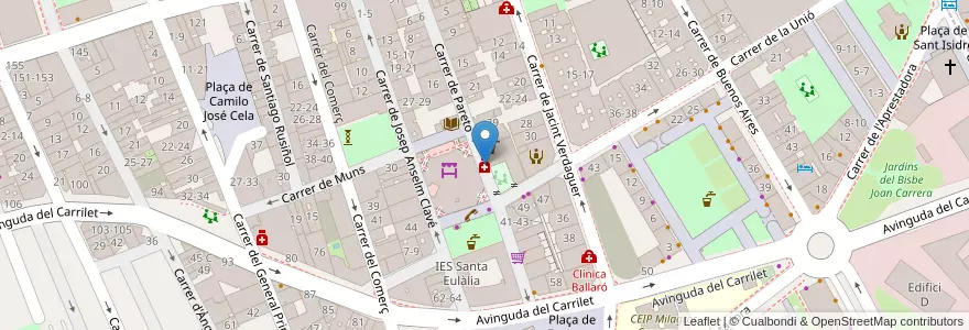 Mapa de ubicacion de Farmàcia Pareto en Espanha, Catalunha, Barcelona, Barcelonès, L'Hospitalet De Llobregat.