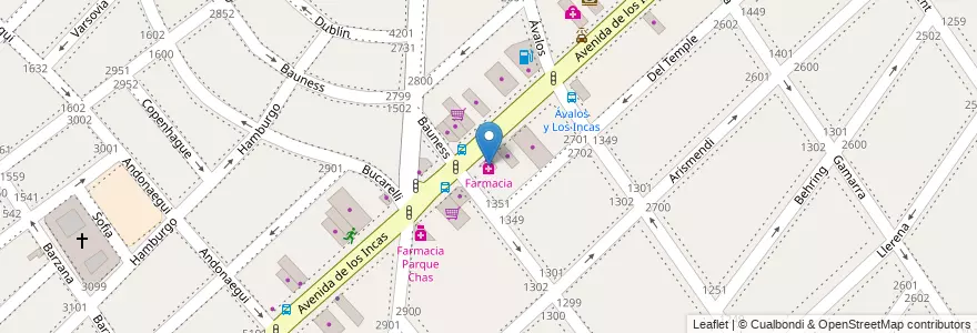 Mapa de ubicacion de Farmacia, Parque Chas en 阿根廷, Ciudad Autónoma De Buenos Aires, 布宜诺斯艾利斯, Comuna 15.