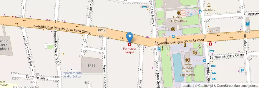 Mapa de ubicacion de Farmacia Parque en Arjantin, San Juan, Şili, Capital.