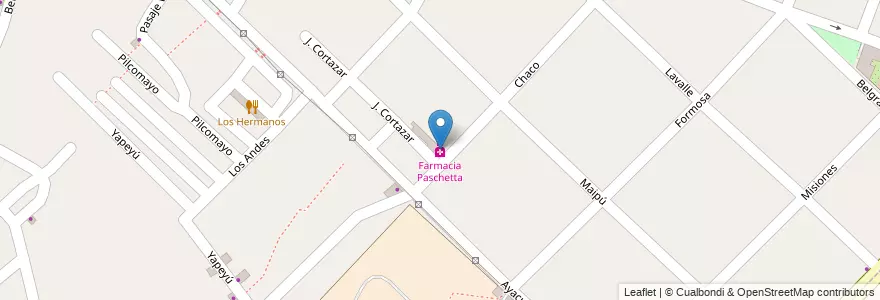 Mapa de ubicacion de Farmacia Paschetta en Arjantin, Buenos Aires, Partido De Quilmes, Don Bosco.