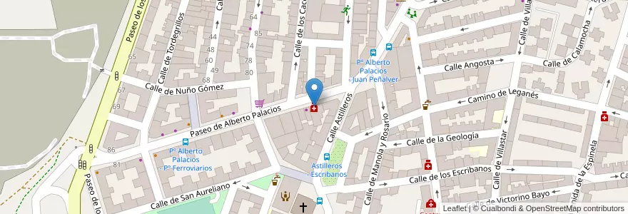 Mapa de ubicacion de Farmacia - Paseo Alberto Palacios 49 en Испания, Мадрид, Мадрид, Área Metropolitana De Madrid Y Corredor Del Henares, Мадрид.