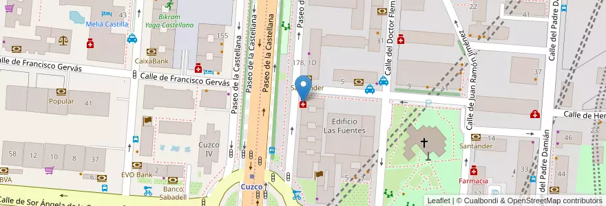 Mapa de ubicacion de Farmacia - Paseo Castellana 176 en Испания, Мадрид, Мадрид, Área Metropolitana De Madrid Y Corredor Del Henares, Мадрид.