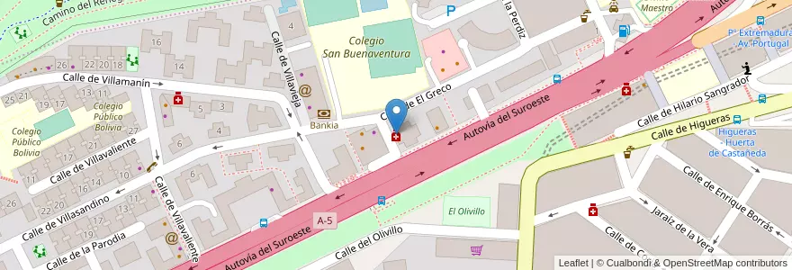 Mapa de ubicacion de Farmacia - Paseo de Extremadura 200 en إسبانيا, منطقة مدريد, منطقة مدريد, Área Metropolitana De Madrid Y Corredor Del Henares, مدريد.