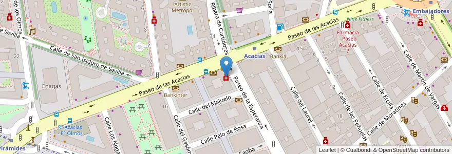 Mapa de ubicacion de Farmacia - Paseo de la Esperanza 2 en 스페인, Comunidad De Madrid, Comunidad De Madrid, Área Metropolitana De Madrid Y Corredor Del Henares, 마드리드.