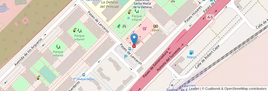 Mapa de ubicacion de Farmacia - Paseo de Lanceros 2 en Spagna, Comunidad De Madrid, Comunidad De Madrid, Área Metropolitana De Madrid Y Corredor Del Henares, Madrid.