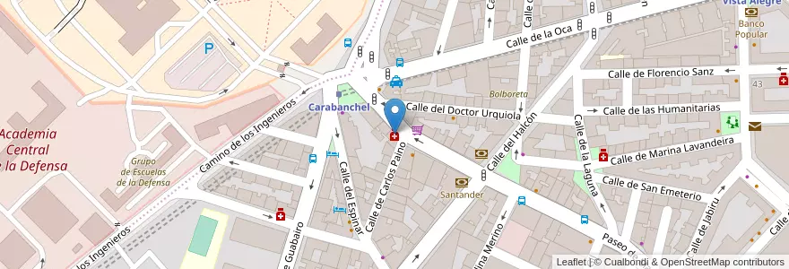 Mapa de ubicacion de Farmacia - Paseo de Marcelino Camacho 49 en 西班牙, Comunidad De Madrid, Comunidad De Madrid, Área Metropolitana De Madrid Y Corredor Del Henares, Madrid.