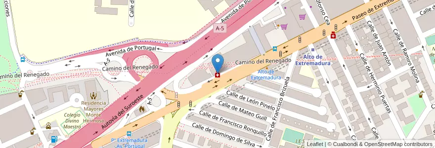 Mapa de ubicacion de Farmacia - Paseo Extremadura 170 en إسبانيا, منطقة مدريد, منطقة مدريد, Área Metropolitana De Madrid Y Corredor Del Henares, مدريد.