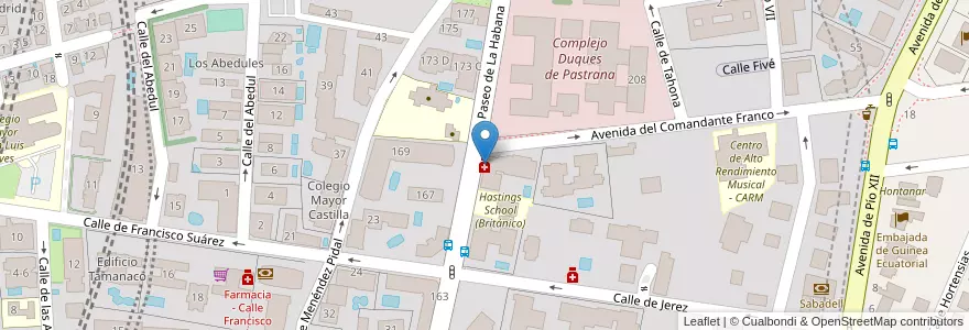 Mapa de ubicacion de Farmacia - Paseo Habana 206 en スペイン, マドリード州, Comunidad De Madrid, Área Metropolitana De Madrid Y Corredor Del Henares, Madrid.