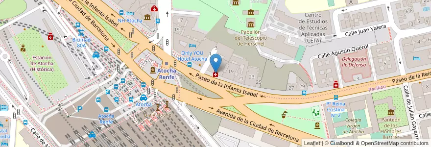 Mapa de ubicacion de Farmacia - Paseo Infanta Isabel 17 en إسبانيا, منطقة مدريد, منطقة مدريد, Área Metropolitana De Madrid Y Corredor Del Henares, مدريد.