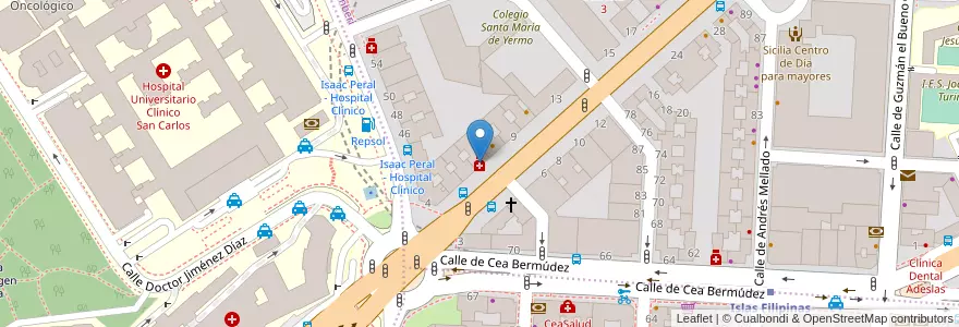 Mapa de ubicacion de Farmacia - Paseo San Francisco de Sales 5 en İspanya, Comunidad De Madrid, Comunidad De Madrid, Área Metropolitana De Madrid Y Corredor Del Henares, Madrid.