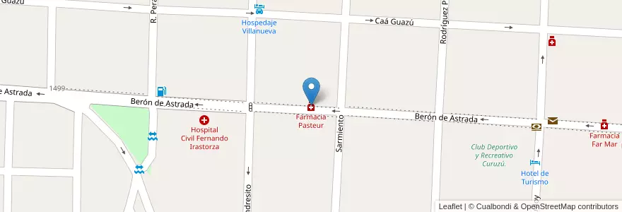 Mapa de ubicacion de Farmacia Pasteur en Argentinien, Corrientes, Departamento Curuzú Cuatiá, Municipio De Curuzú Cuatiá.