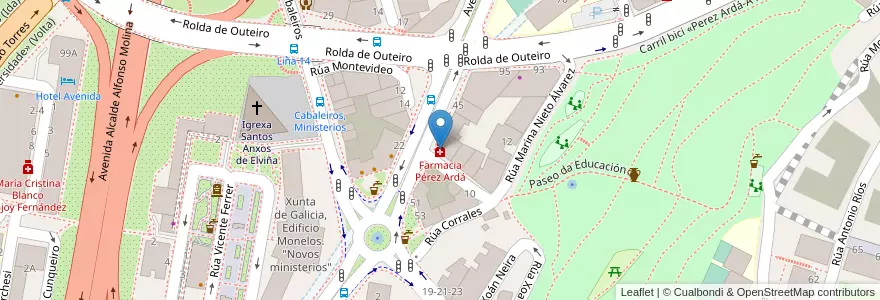 Mapa de ubicacion de Farmacia Pérez Ardá en España, Galicia / Galiza, A Coruña, A Coruña, A Coruña.