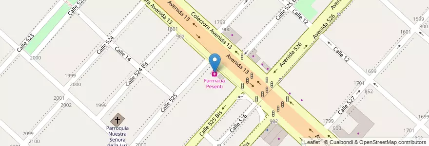 Mapa de ubicacion de Farmacia Pesenti, Tolosa en Arjantin, Buenos Aires, Partido De La Plata, Tolosa.