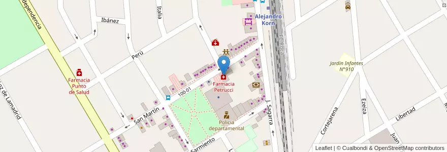 Mapa de ubicacion de Farmacia Petrucci en Argentina, Buenos Aires, Partido De San Vicente.