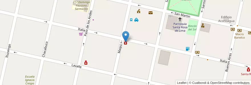 Mapa de ubicacion de Farmacia Pires en Аргентина, Санта-Фе, Departamento Belgrano, Municipio De Las Rosas.