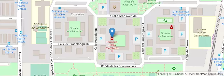 Mapa de ubicacion de Farmacia - Plaza Asambleas 10 en Espagne, Communauté De Madrid, Communauté De Madrid, Área Metropolitana De Madrid Y Corredor Del Henares, Madrid.