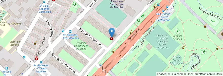 Mapa de ubicacion de Farmacia - Plaza Meninas 7 en Испания, Мадрид, Мадрид, Área Metropolitana De Madrid Y Corredor Del Henares, Мадрид.