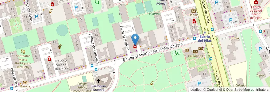Mapa de ubicacion de Farmacia - Plaza Padrón 1 en スペイン, マドリード州, Comunidad De Madrid, Área Metropolitana De Madrid Y Corredor Del Henares, Madrid.