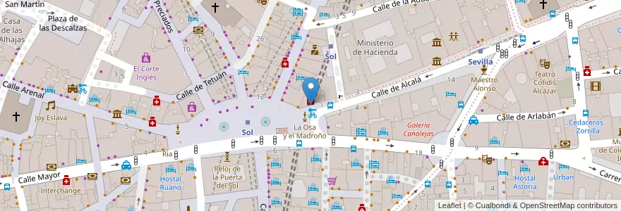 Mapa de ubicacion de Farmacia - Plaza Puerta del Sol 14 en Испания, Мадрид, Мадрид, Área Metropolitana De Madrid Y Corredor Del Henares, Мадрид.
