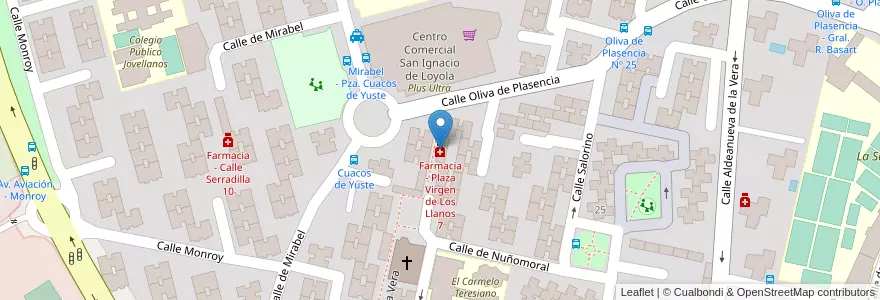 Mapa de ubicacion de Farmacia - Plaza Virgen de Los Llanos 7 en Испания, Мадрид, Мадрид, Área Metropolitana De Madrid Y Corredor Del Henares, Мадрид.
